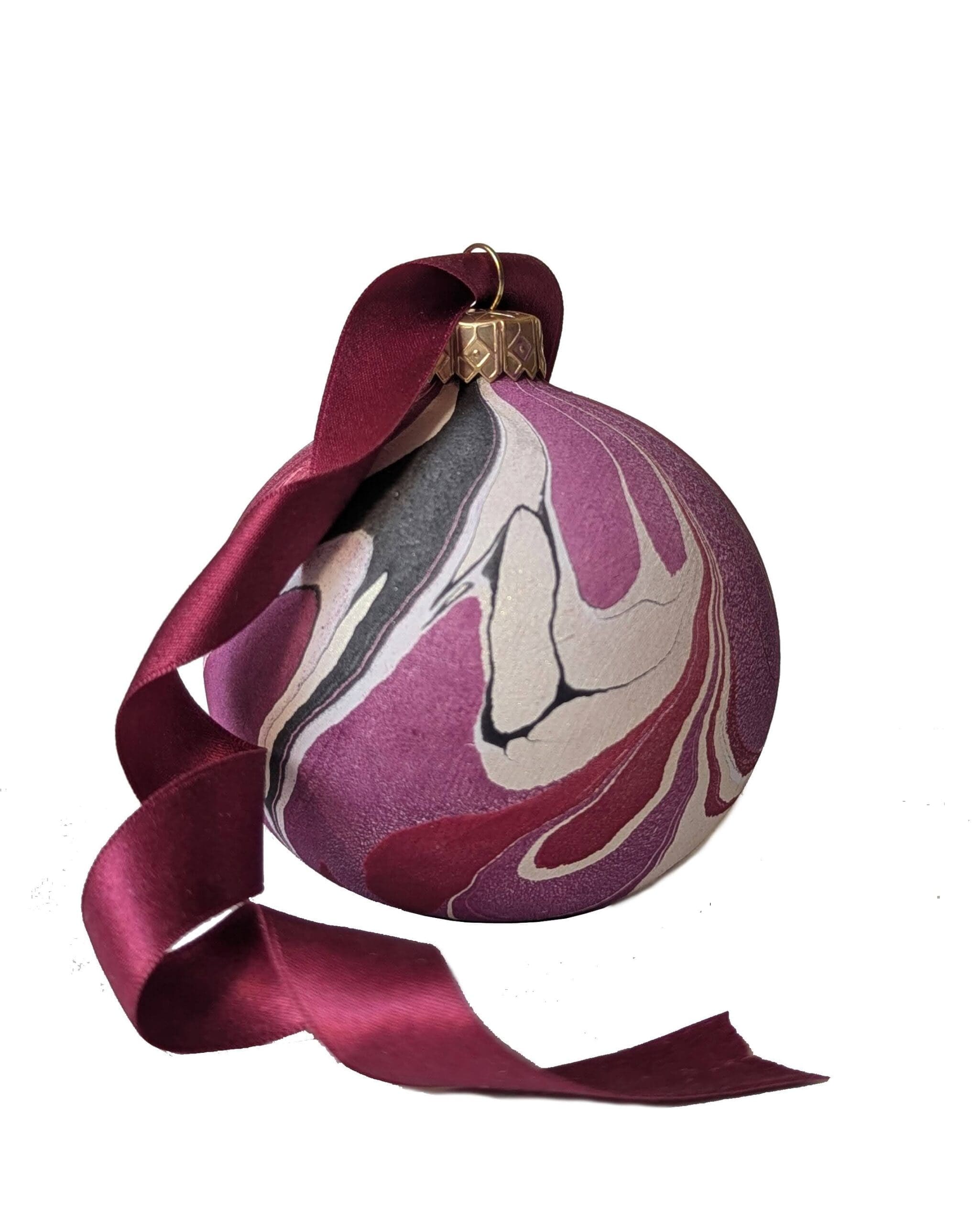 Set of 4 Luxury Marbled Christmas Bauble | Bitter Cherry - Image 15