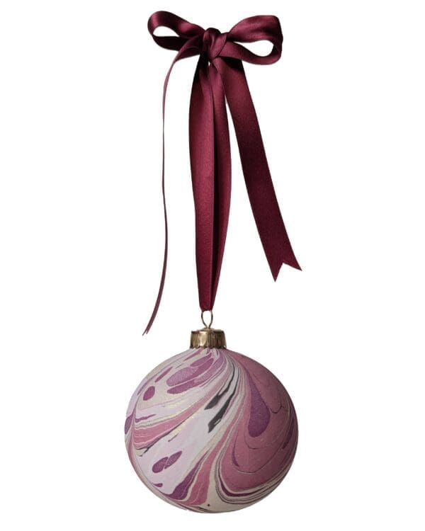 Luxury Marbled Christmas Bauble | Cherry Red - Image 2