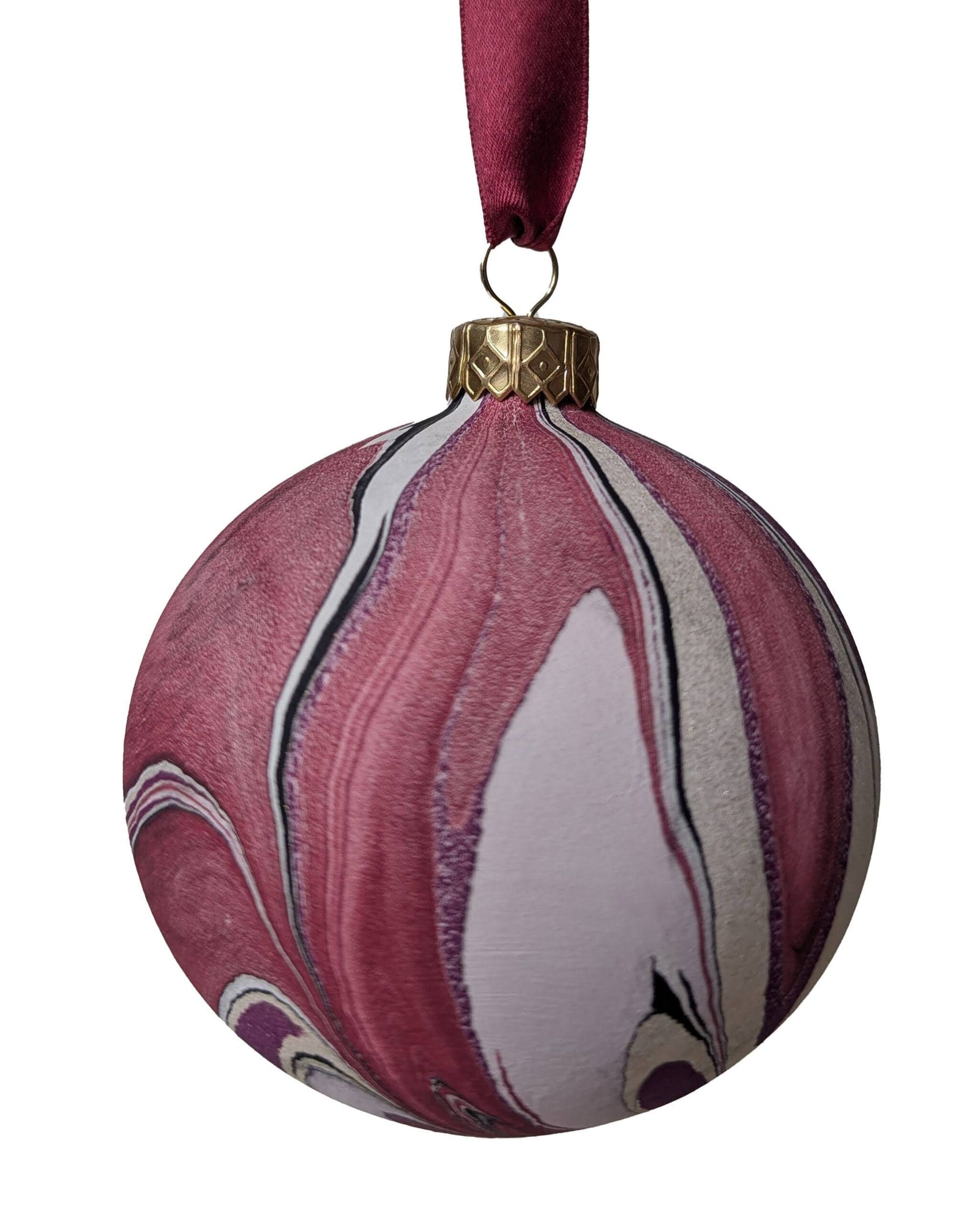 Set of 4 Luxury Marbled Christmas Bauble | Bitter Cherry - Image 14