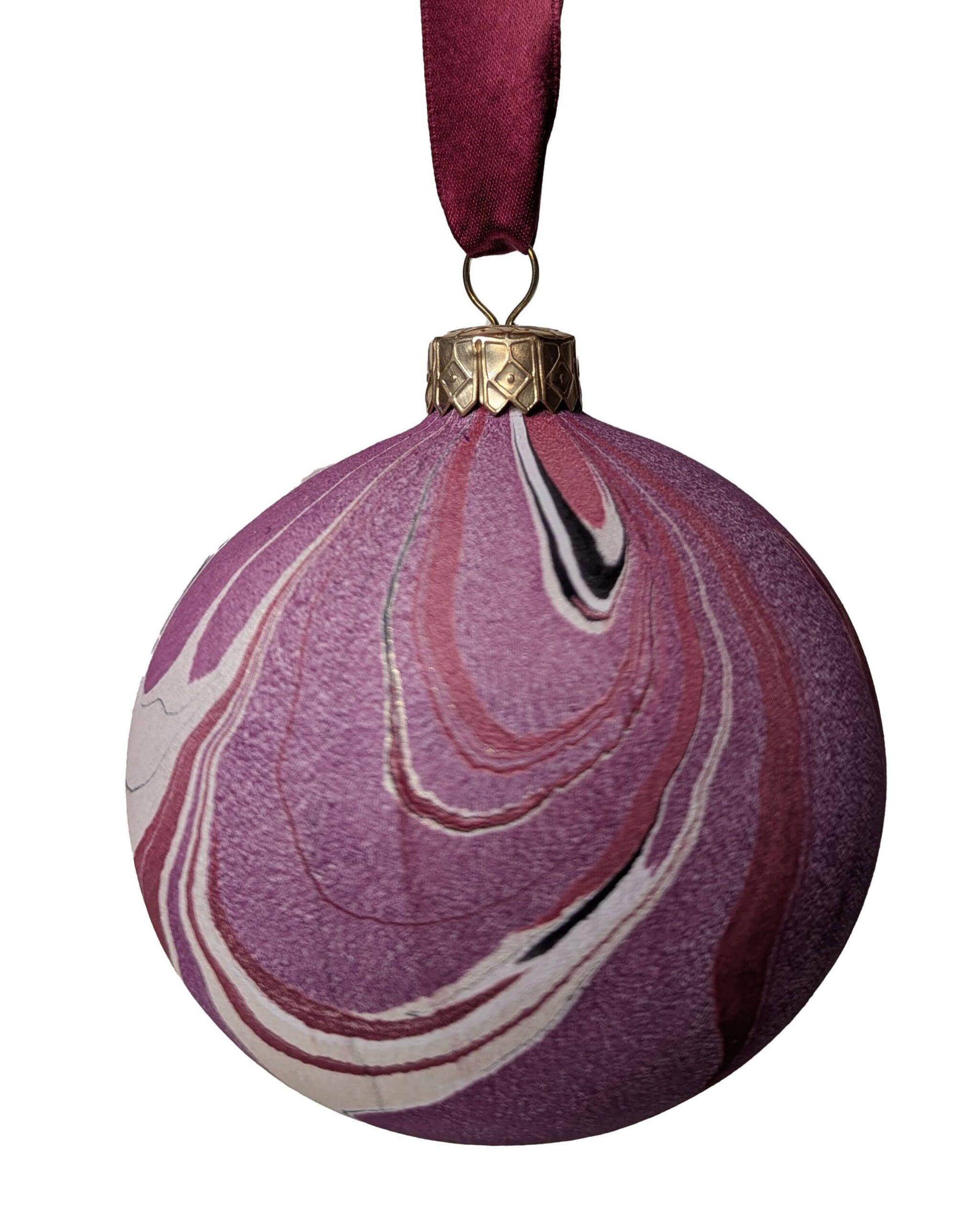 Set of 4 Luxury Marbled Christmas Bauble | Bitter Cherry - Image 12