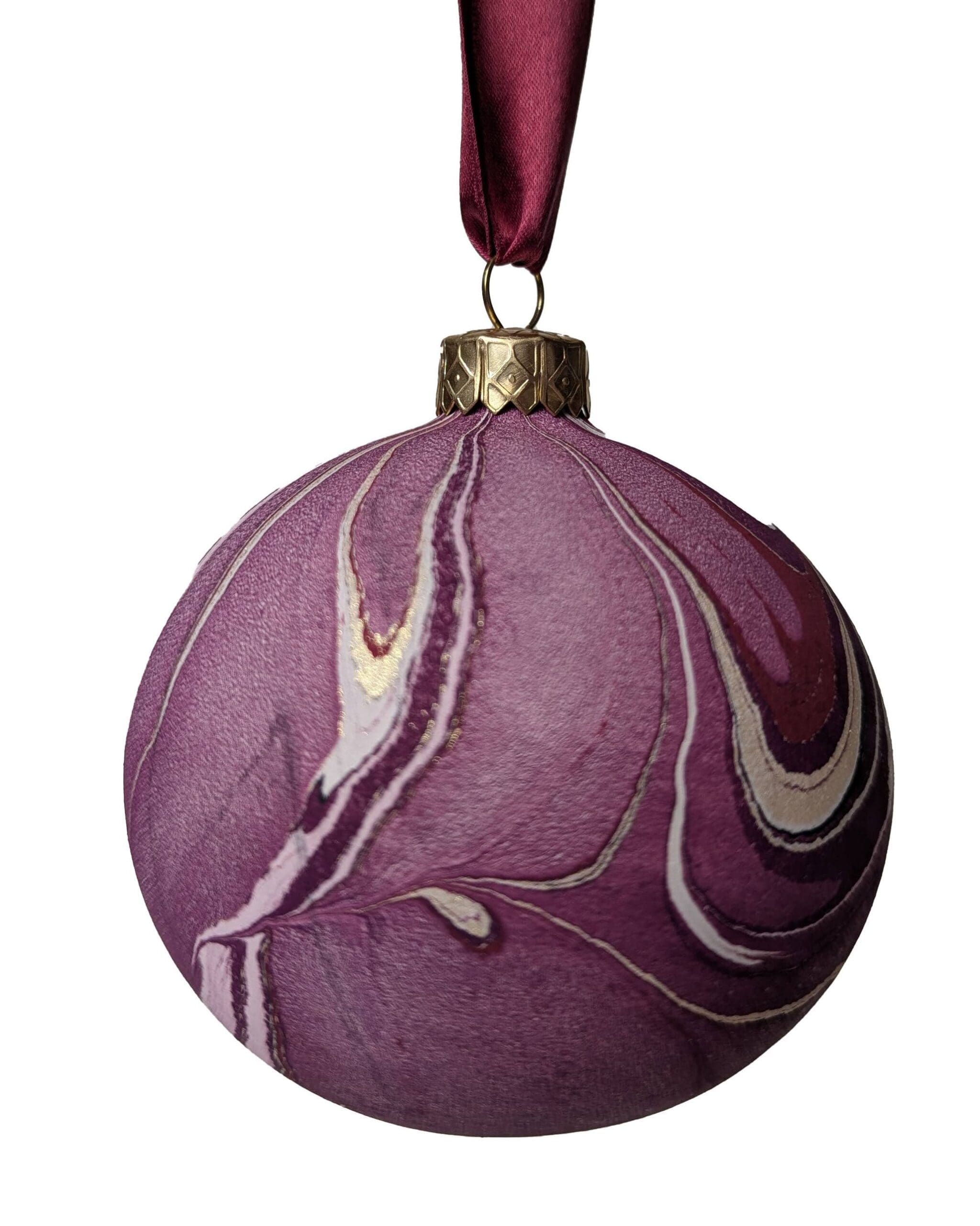 Set of 4 Luxury Marbled Christmas Bauble | Bitter Cherry - Image 11