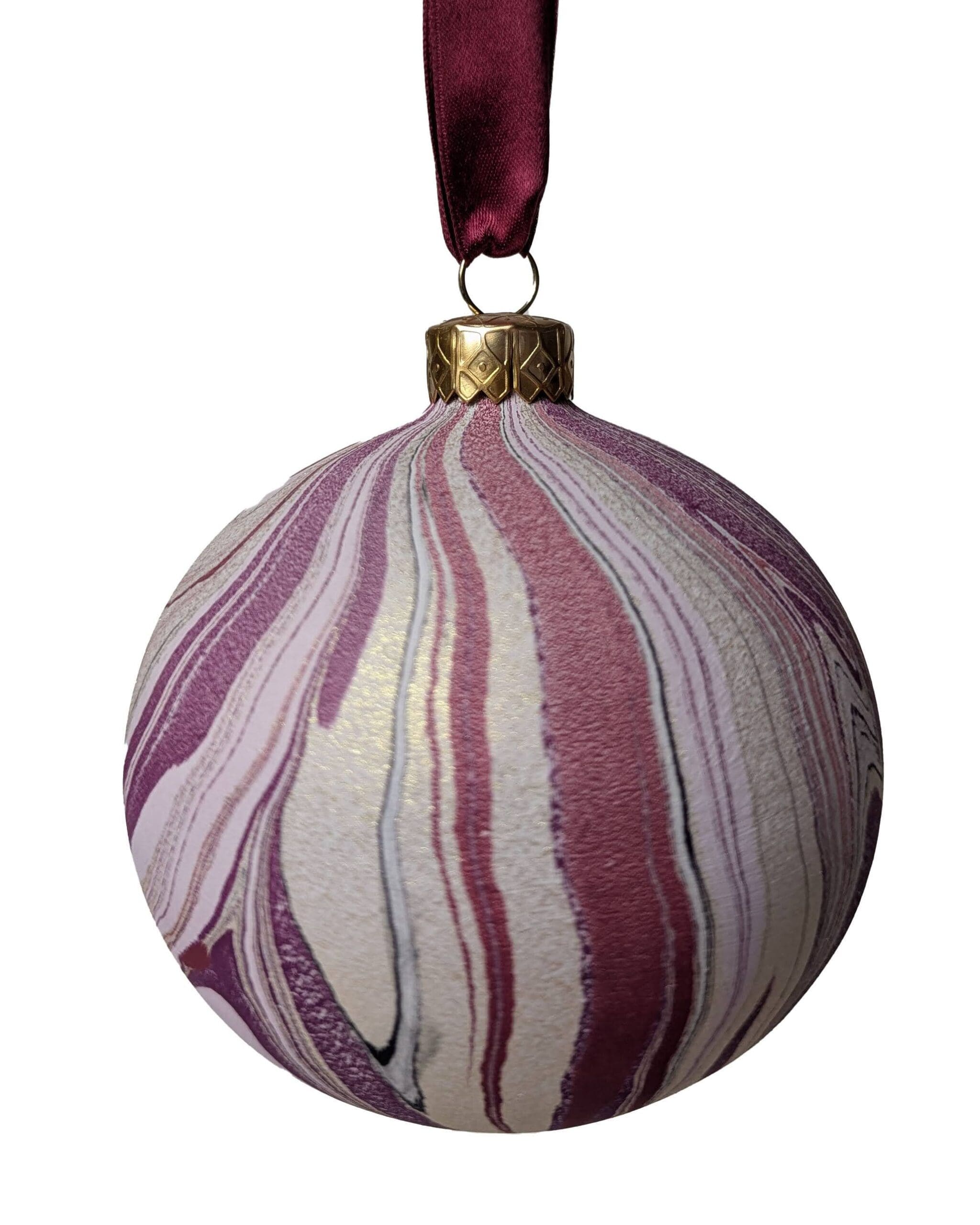 Set of 4 Luxury Marbled Christmas Bauble | Bitter Cherry - Image 10