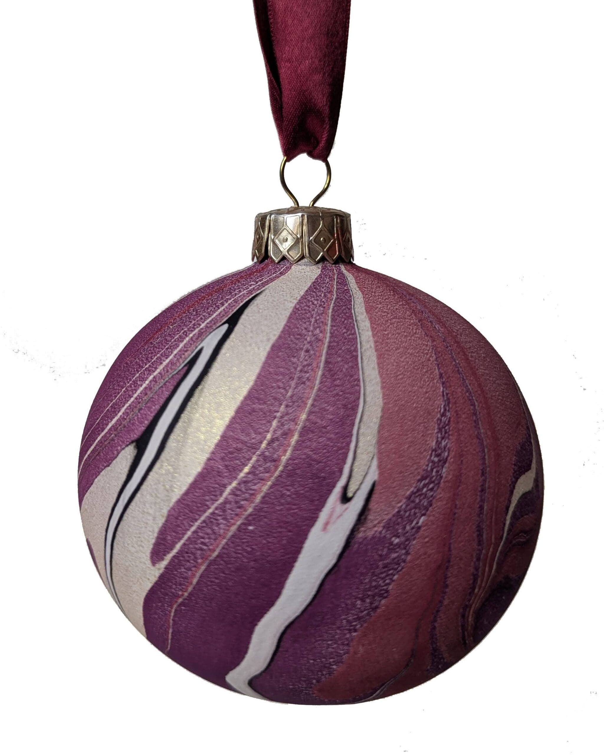 Set of 4 Luxury Marbled Christmas Bauble | Bitter Cherry - Image 9