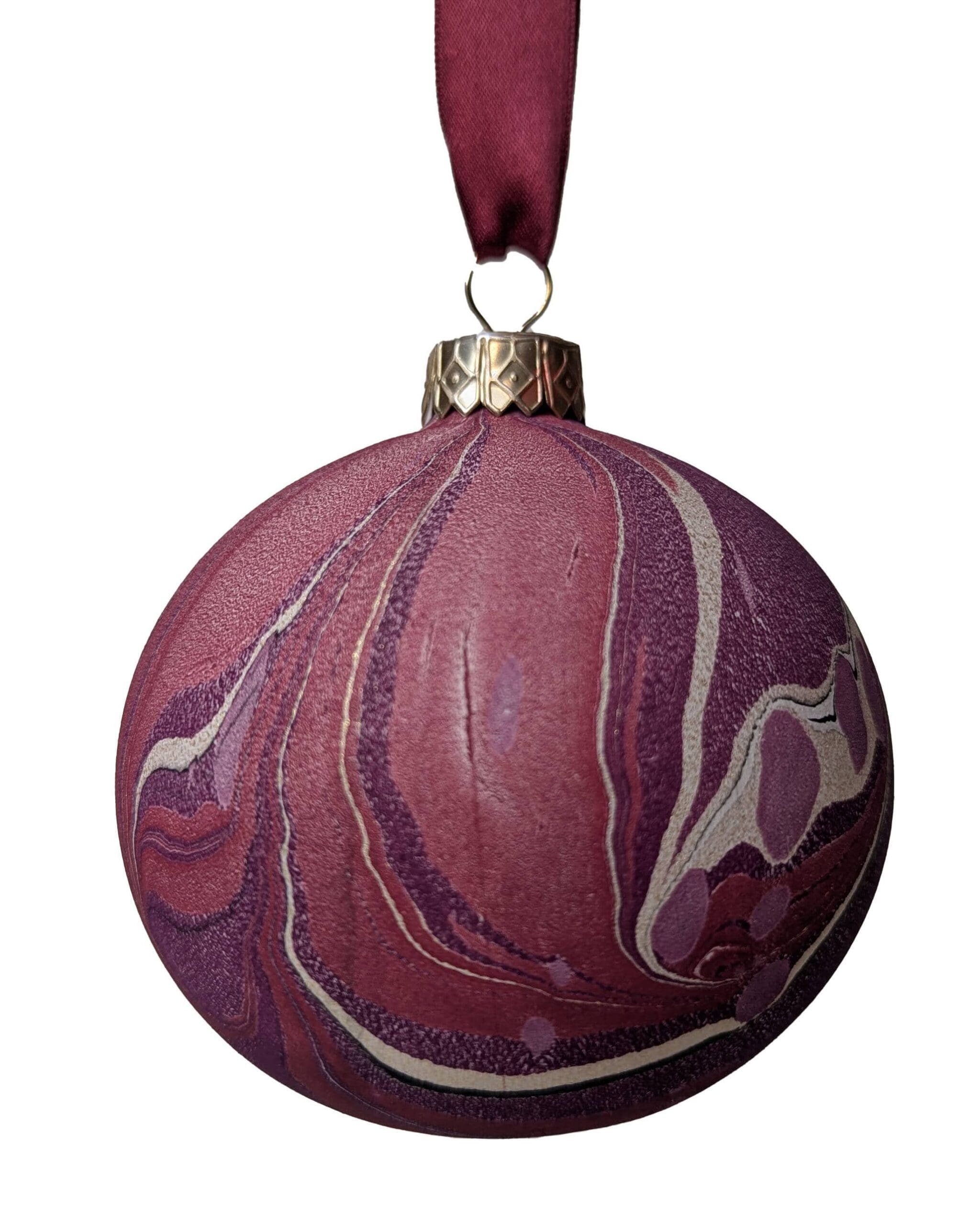 Set of 4 Luxury Marbled Christmas Bauble | Bitter Cherry - Image 8