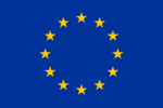 The flag of the EU. Yellow tarts in a circle on a blue background