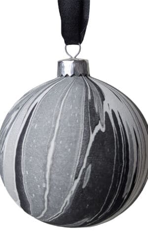 Black and white marbled ceramic bauble