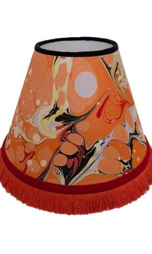 marbled paper lampshade in orange and red colourway